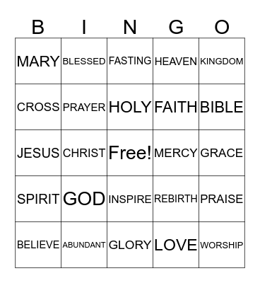 CHURCH BINGO Card