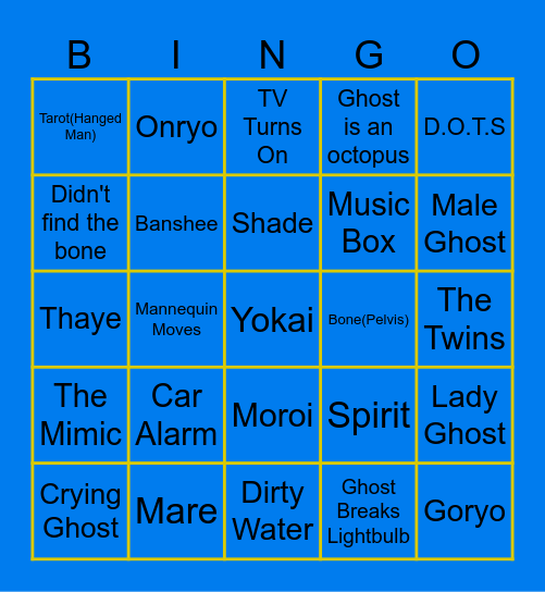 Thorlar Phasmo Bingo Card