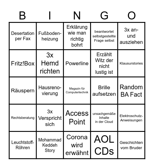 Brunner Bingo Card