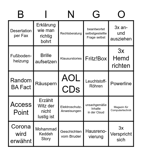 Brunner Bingo Card