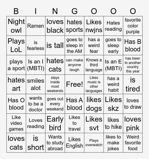 Peak - Find someone who Bingo Card