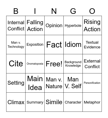 Literary BINGO Card