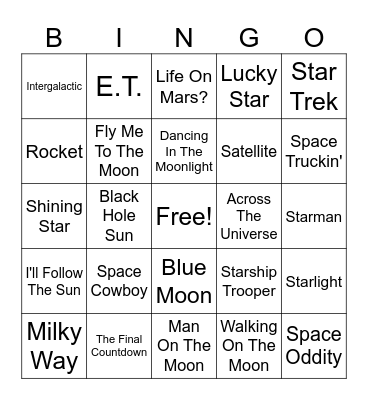 Out Of This World Bingo Card