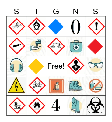 Safety Symbol Bingo Card