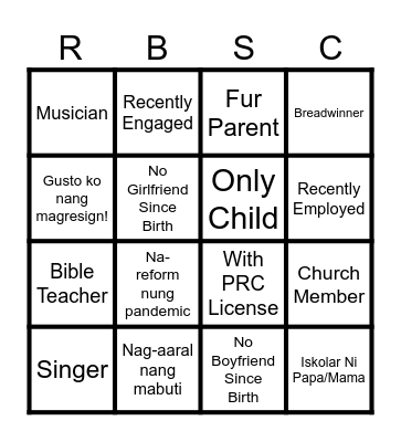 RBSC HUMAN BINGO Card