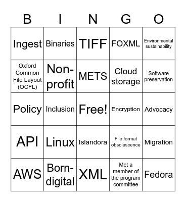 iPRES 2023 BINGO Card