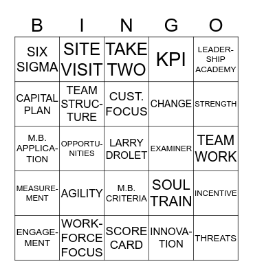 BALDRIGE BUZZWORD BINGO Card
