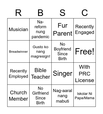 RBSC HUMAN BINGO Card