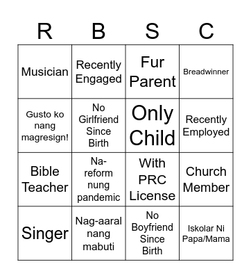 RBSC HUMAN BINGO Card
