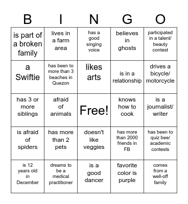 WHO IS? Bingo Card