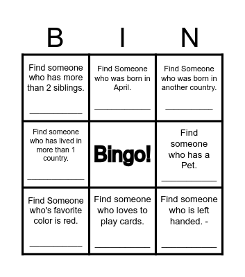Find Someone Who... Bingo Card