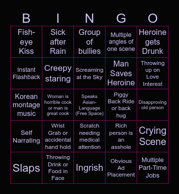 K-Drama Bingo Card