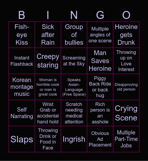 K-Drama Bingo Card