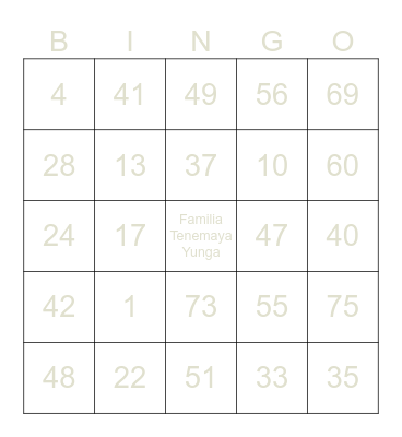 Bingo Virgen de la Natividad Bingo Card