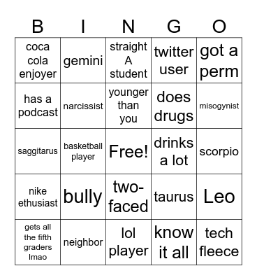 red flags in men Bingo Card