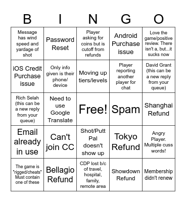 WGT Bingo--Document ticket #! Bingo Card