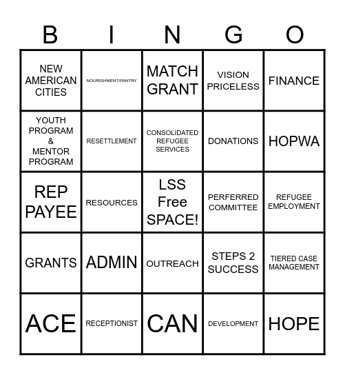 LSS Bingo Card