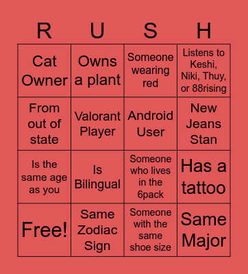FIND THE PERSON Bingo Card
