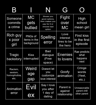 Episode bingo Card