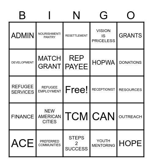 LSS Bingo Card