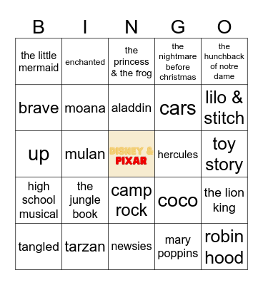 august- disney Bingo Card