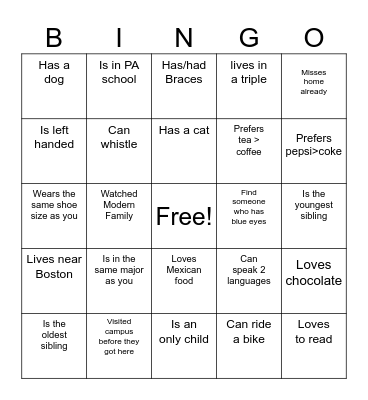 Find someone who..... Bingo Card