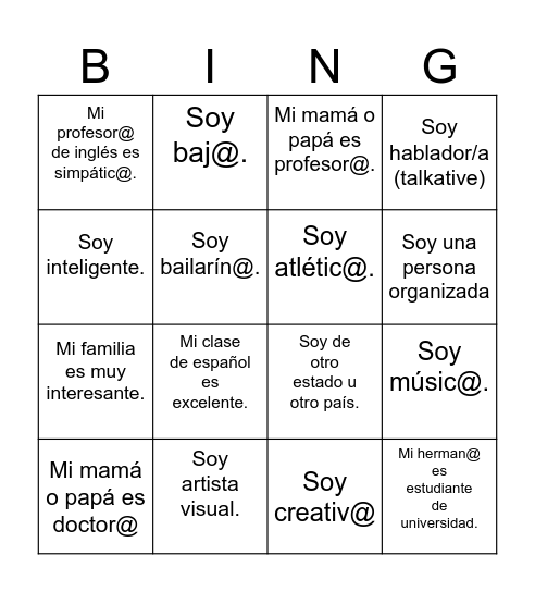 Bingo de Ser Bingo Card