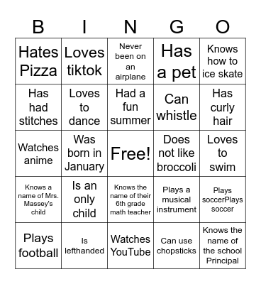 DCM @ FMS WEEK 1 Bingo Card