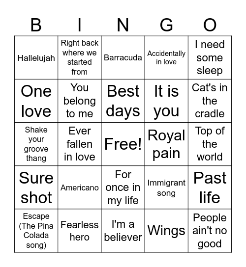 Shrek and Friends Bingo Card