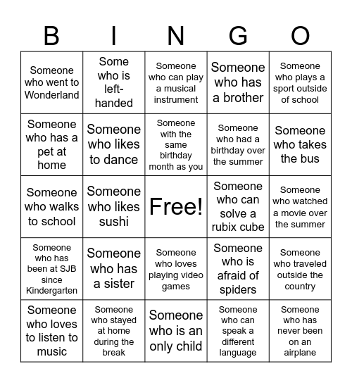 Human Bingo Card