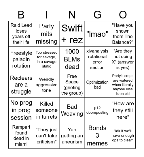 Yun's Co-tank Bingo Card