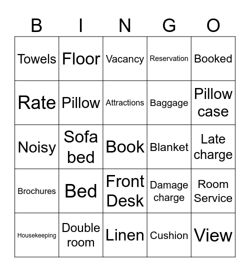 Bed and Breakfast Bingo Card