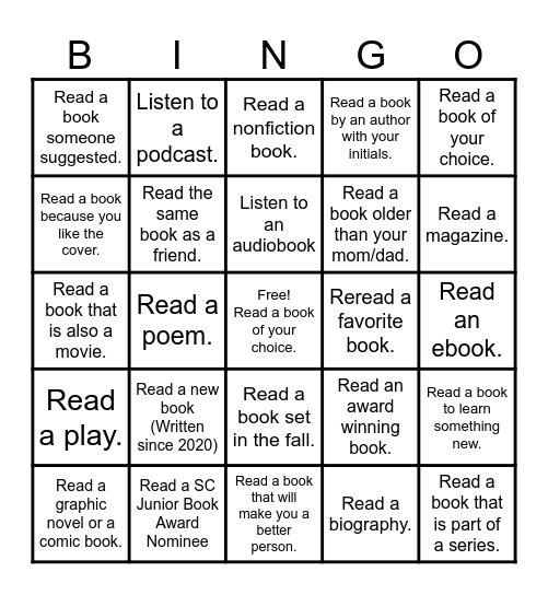 Enrichment Group Bingo Card