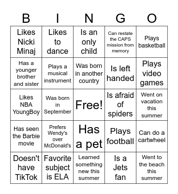Find Someone Who... Bingo Card