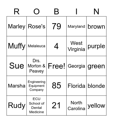 Round 1 Bingo Card