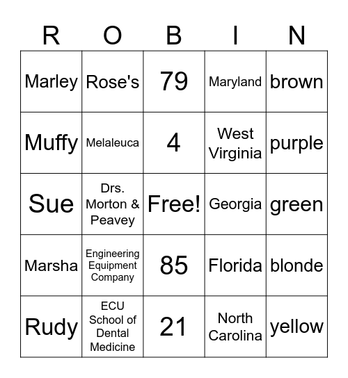 Round 1 Bingo Card