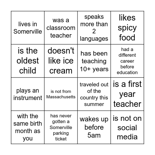 ESL Specialists Bingo Card