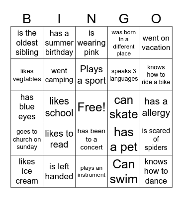 AFTER SCHOOL BINGO Card