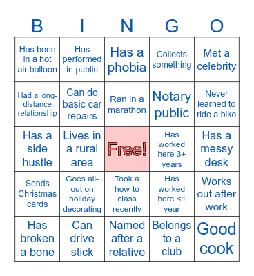Get to Know You Bingo Card