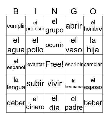 Chapter 9 Bingo Card