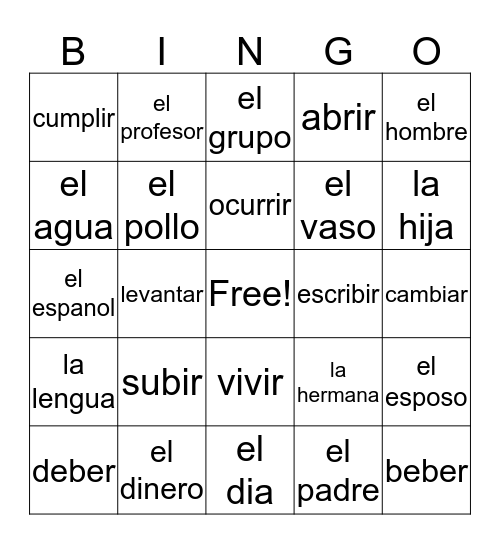 Chapter 9 Bingo Card