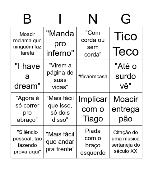 Bingo do Moacir Bingo Card