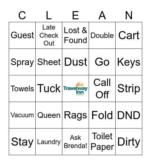 Housekeeping Bingo Card