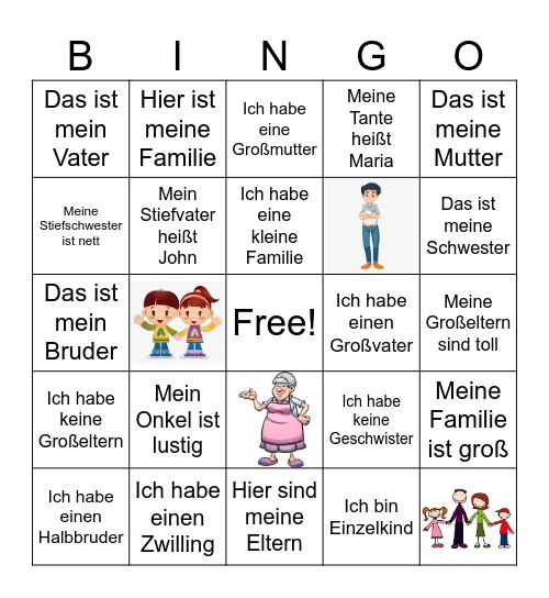 Meine Familie Bingo Card