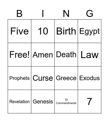 Bible Bingo Card