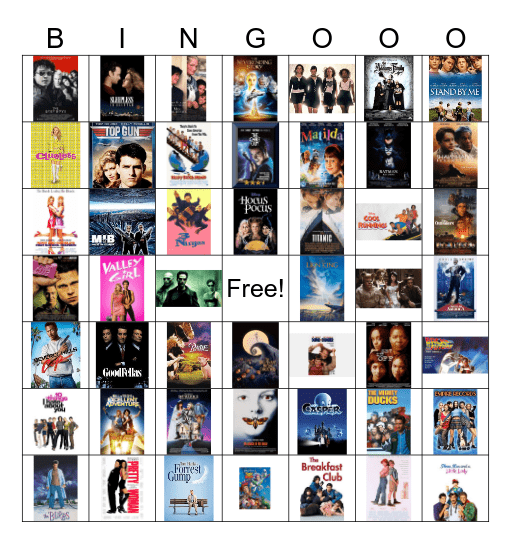 Movies Bingo Card