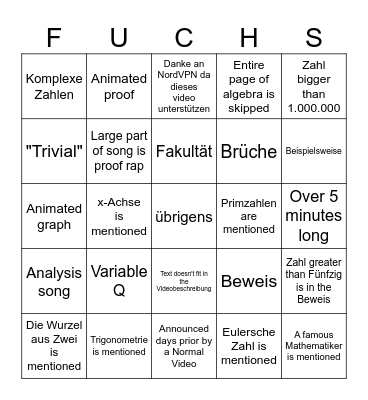 DorFuchs Bingo Card