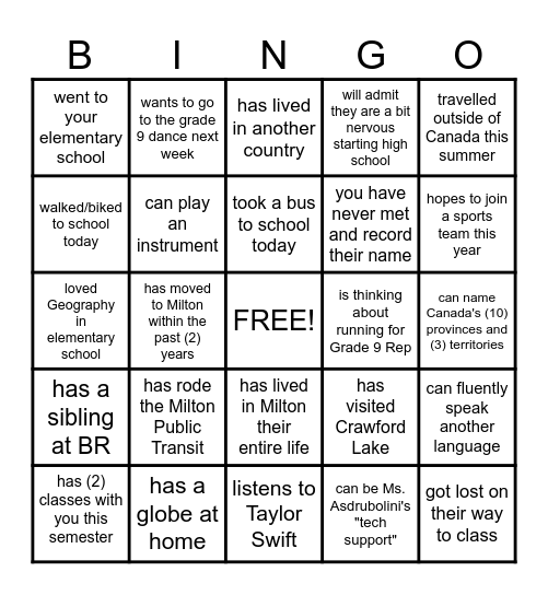 FIND SOMEONE WHO... Bingo Card