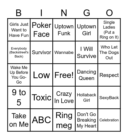 Musikkbingo Card