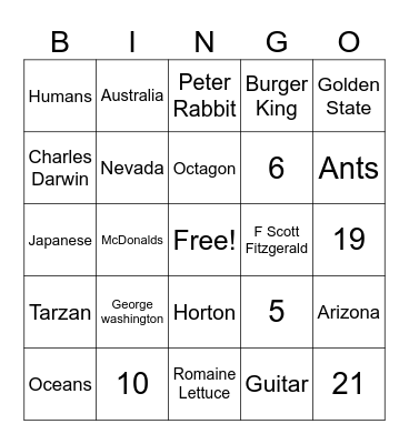 o923 Gm 5 Trivia 2 lines Bingo Card